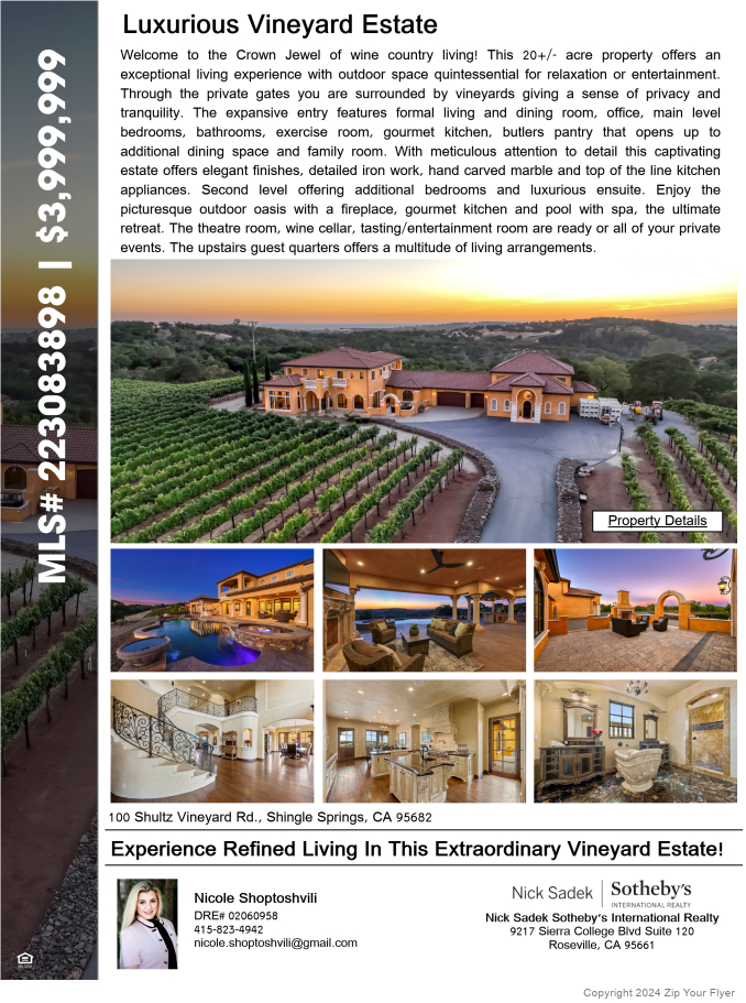 Experience Refined Living In This Extraordinary Vineyard Estate!