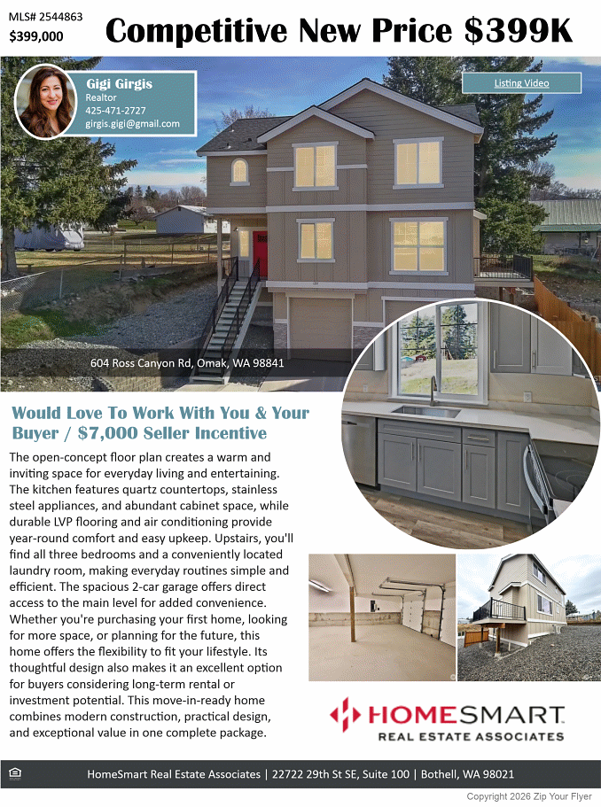 Would Love To Work With You & Your Buyer / $7,000 Seller Incentive