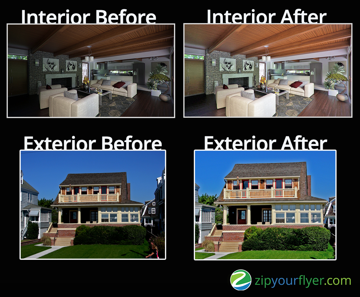 Photo editing for real estate flyers