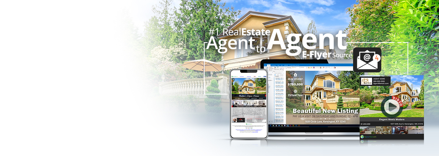 Real estate email flyers announce listings